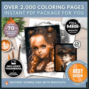 2,000+ Steampunk Coloring Pages – With Full MRR Rights