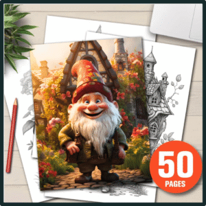 50 Enchanted Gnomes Coloring Book